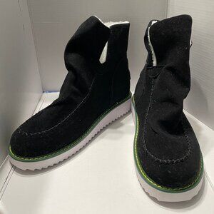 EUC Womens Sz 7.5 Black AVSTCFS or Stunahome Non Slip Ankle Boot Faux Fur EU 38